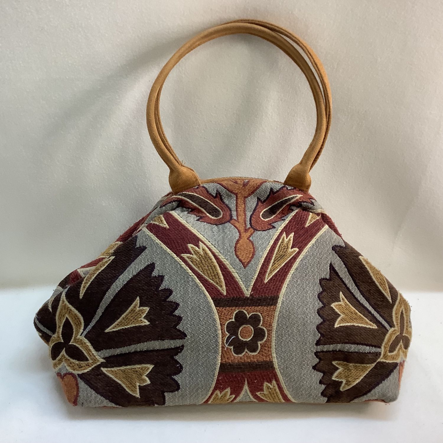 Atenti Purse with Distinctive Tapestry Design in Earth Tones and Floral Pattern - RS4835