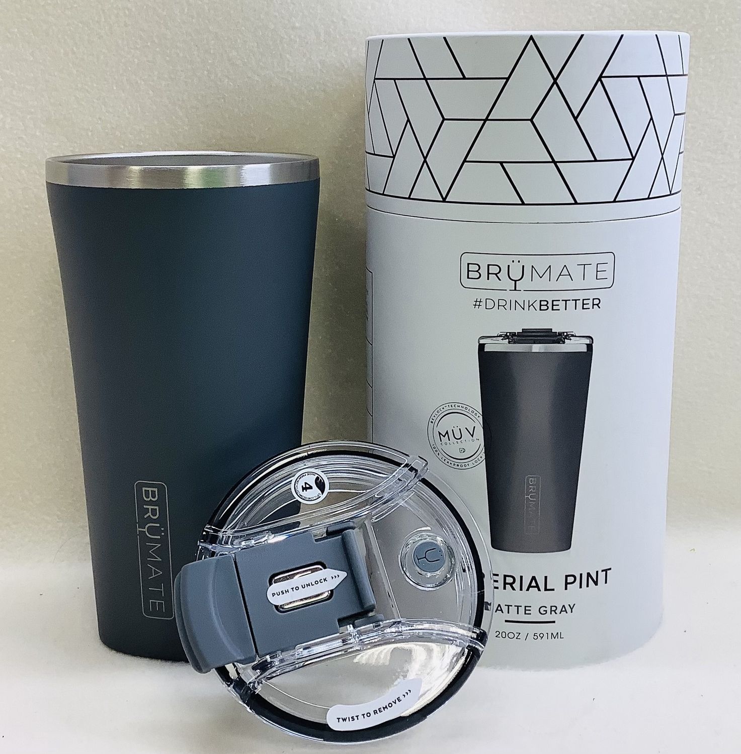 BrüMate Imperial Pint Travel Tumbler, Matte Gray - RS4844