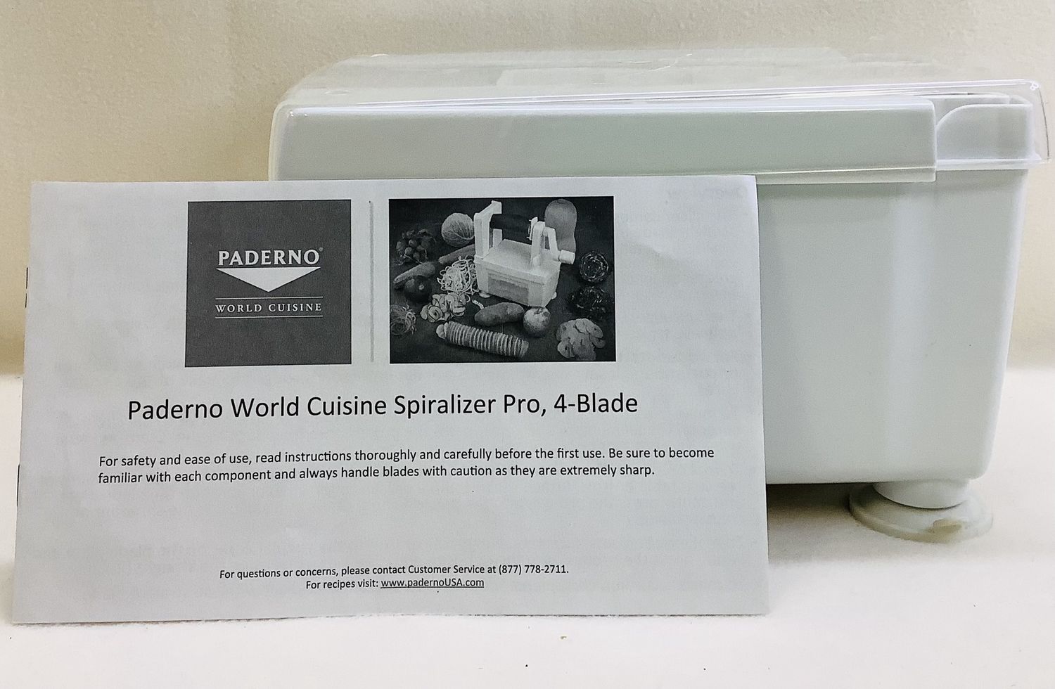 Paderno World Cuisine Spiralizer Pro, 4-Blade Food Cutter/Slicer - RS4868
