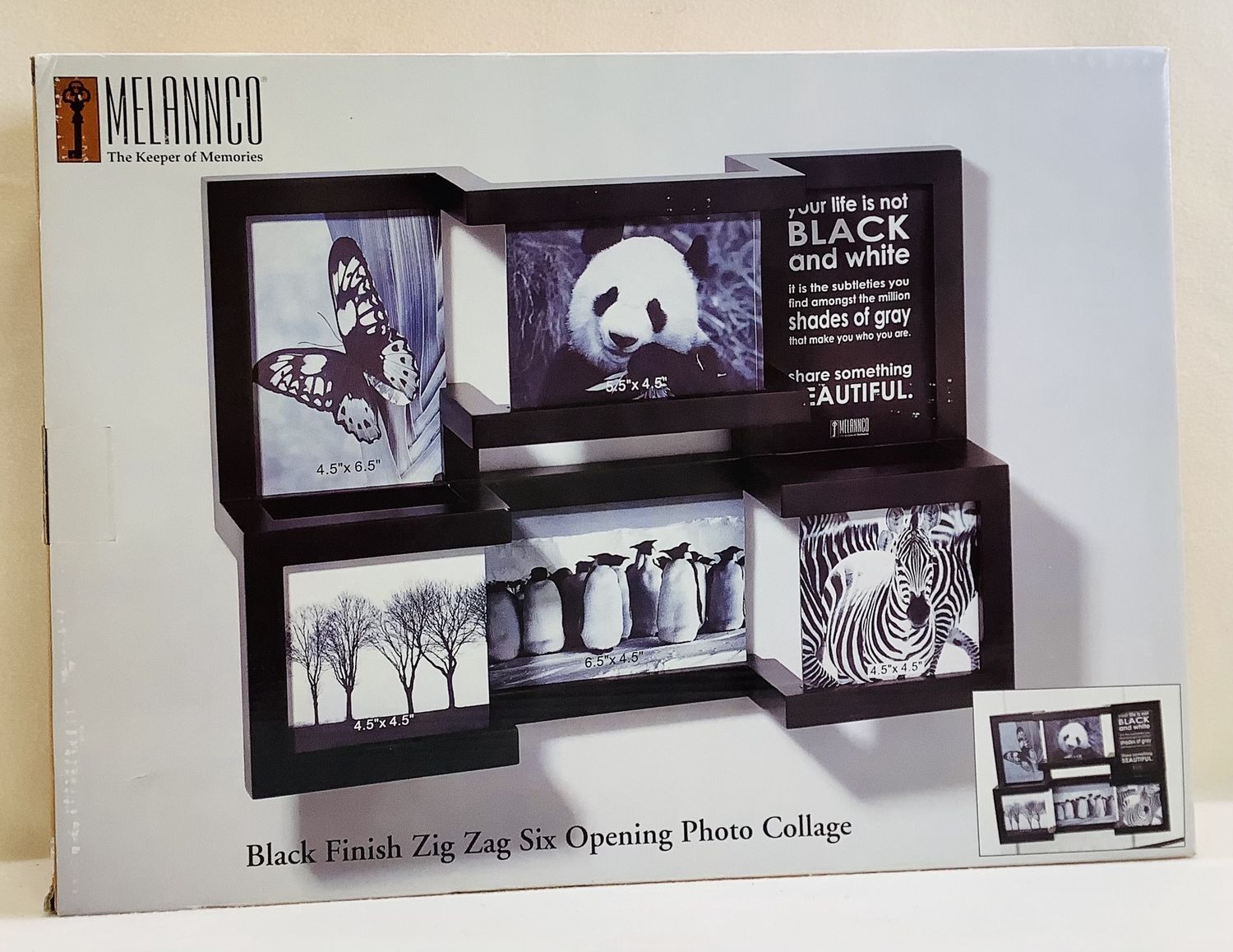 Melannco Black Finish Zig Zag Six Opening Photo Collage - RS4871
