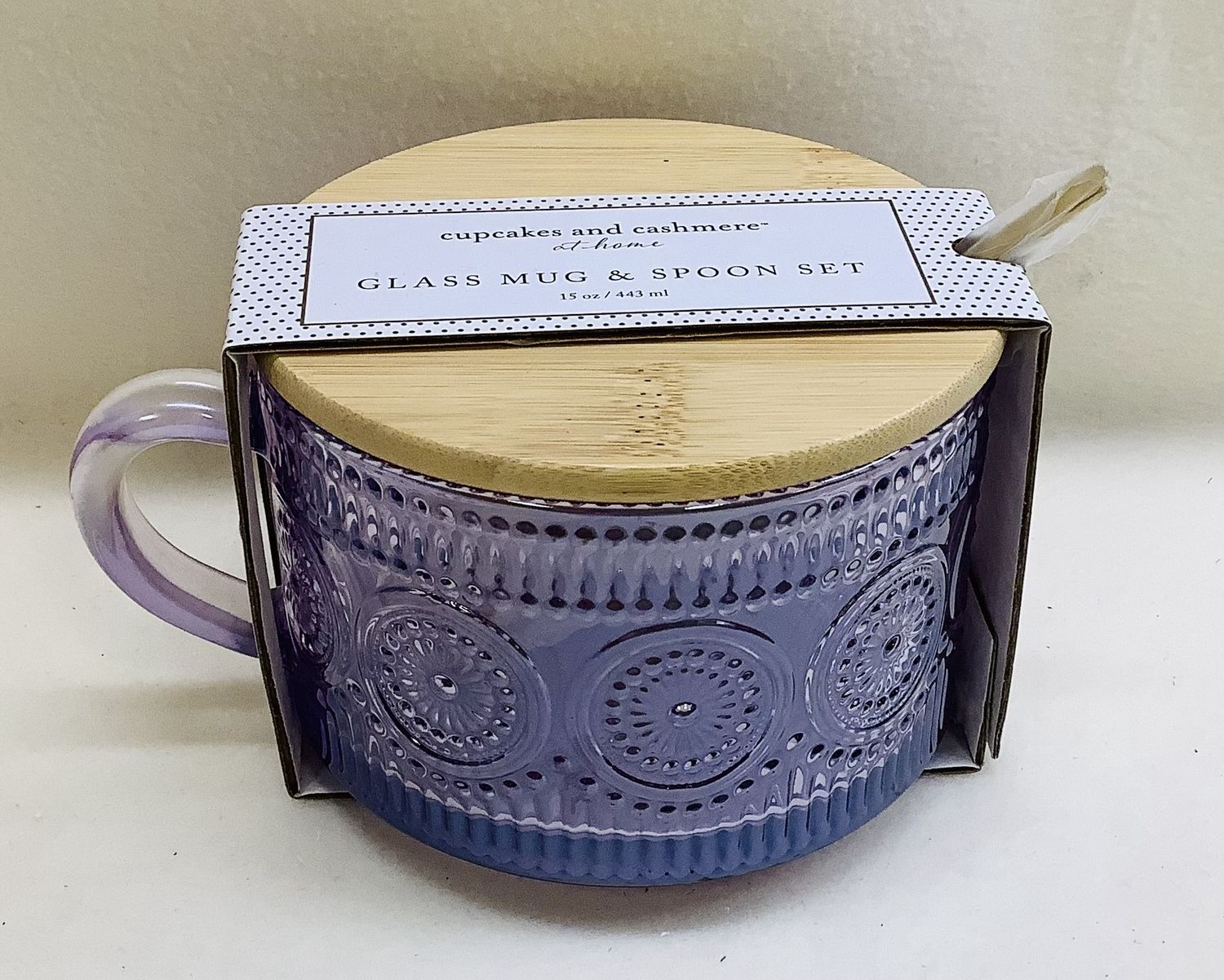Cupcakes and Cashmere Lavender Glass Mug and Spoon Set - RS4862