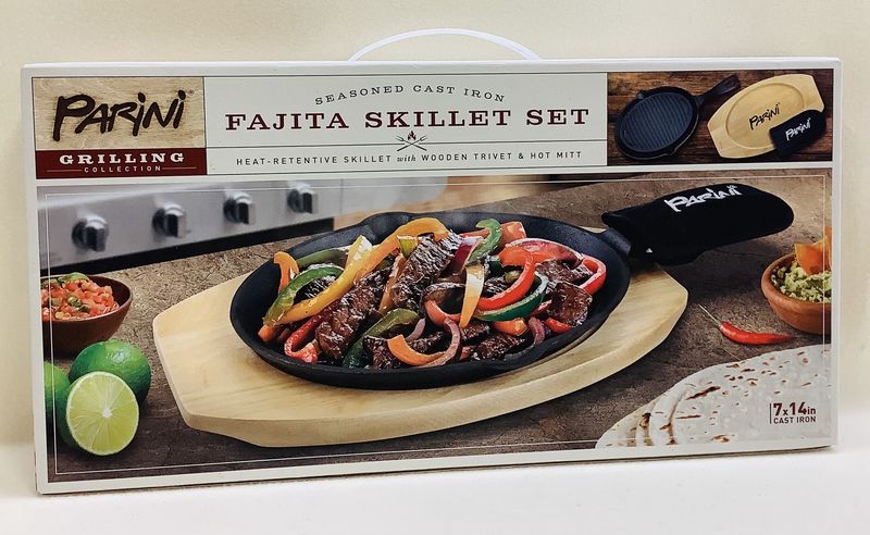 Parini Grilling Seasoned Cast Iron Fajita Skillet Set - RS4890