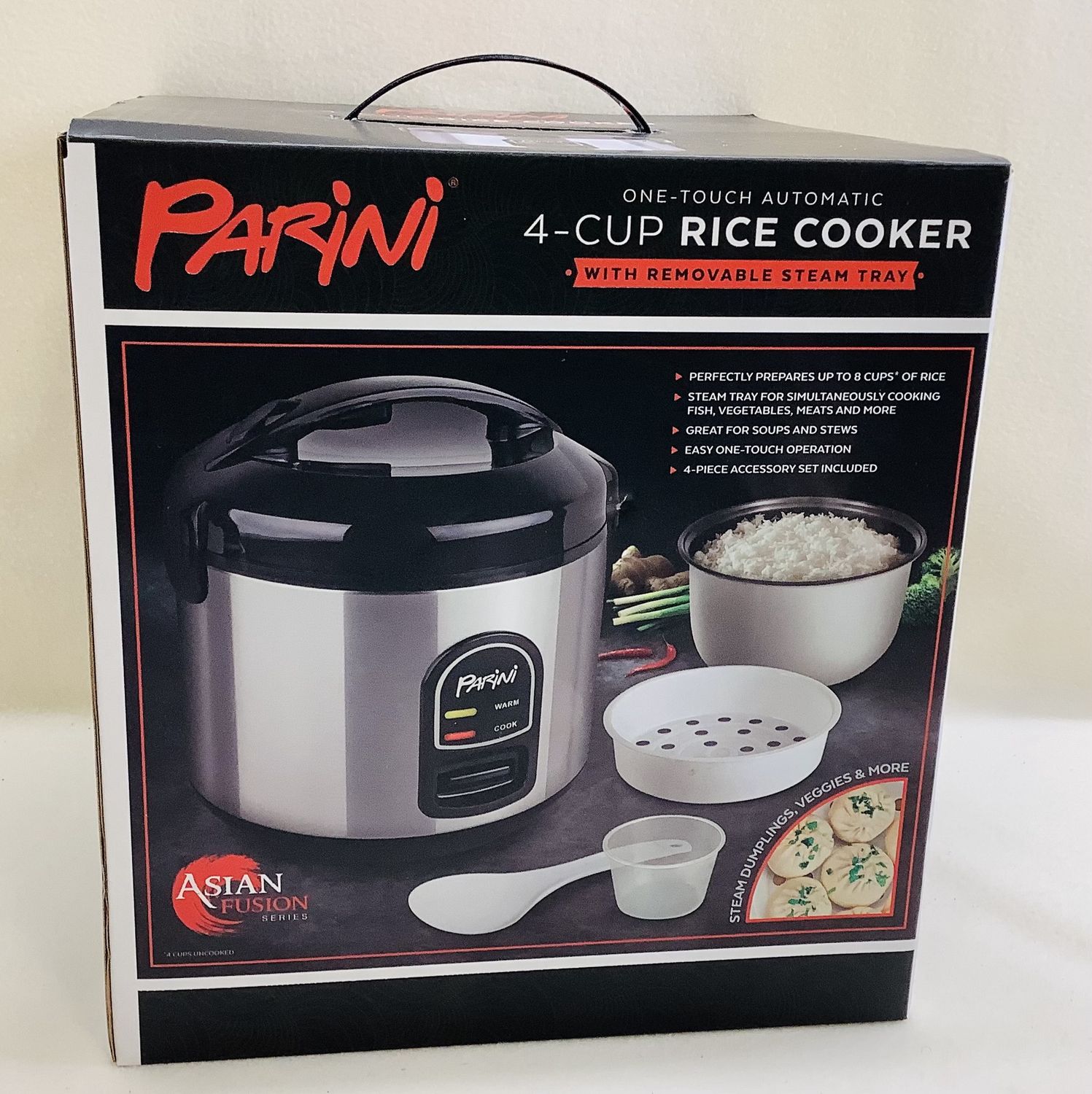 Parini 4 Cup Rice Cooker w/Removable Steam Tray - RS4895