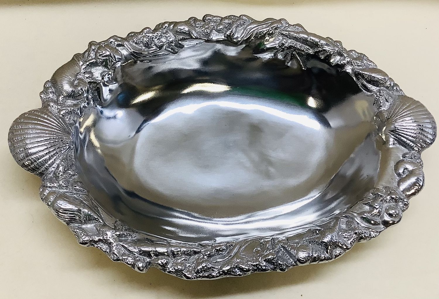 Belaverra Metal Serving Bowl With Shell Pattern On Rim - RS4919
