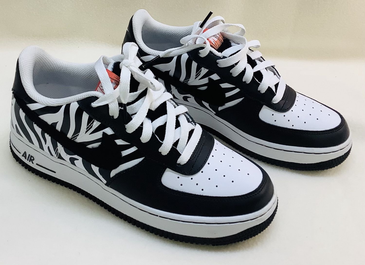 Nike Air Force 1 Low Zebra Print Sneakers, CU4687 100 (Youth Size 7) - CL2013