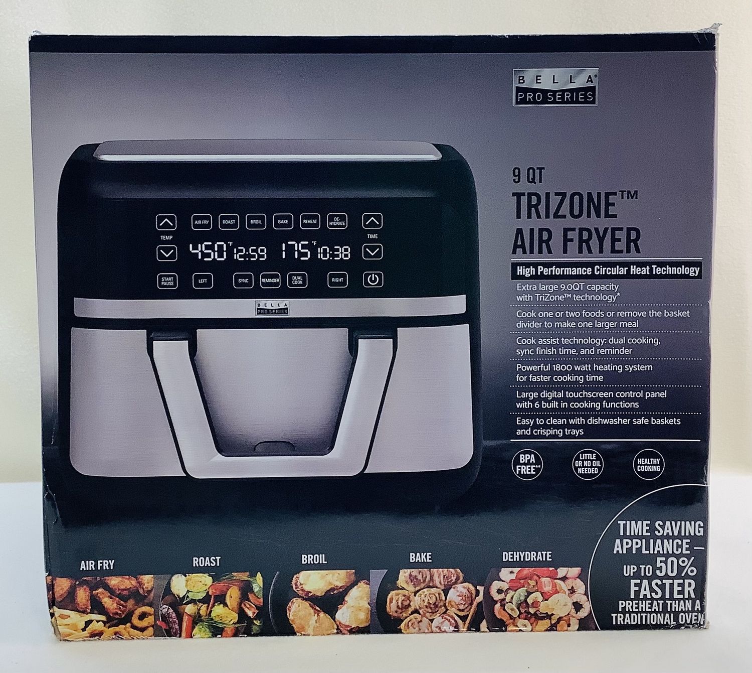 Bella 9 QT Trizone Digital Air Fryer with Dual Flex Basket AFD-4002 - RS4973