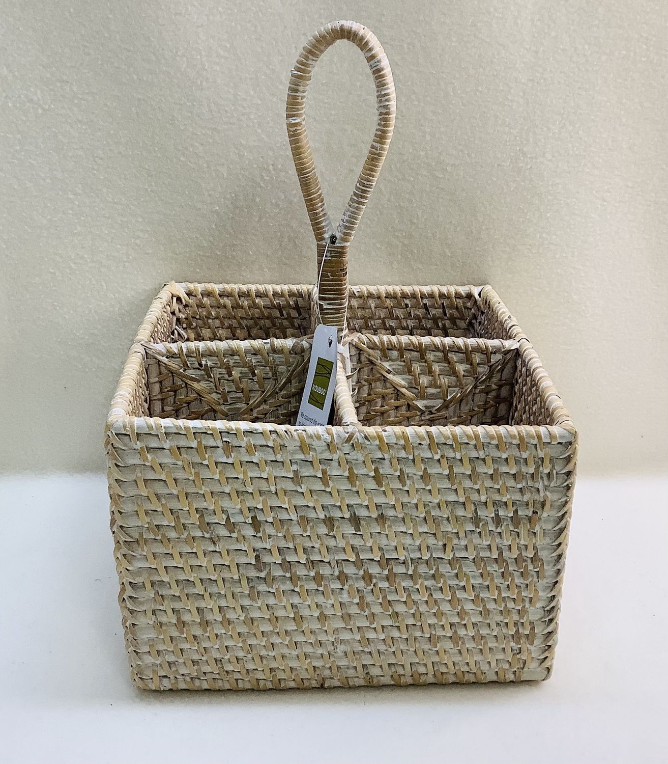 KOUBOO Laguna Rattan Bottle Caddy, Off-White/Latter - RS4971