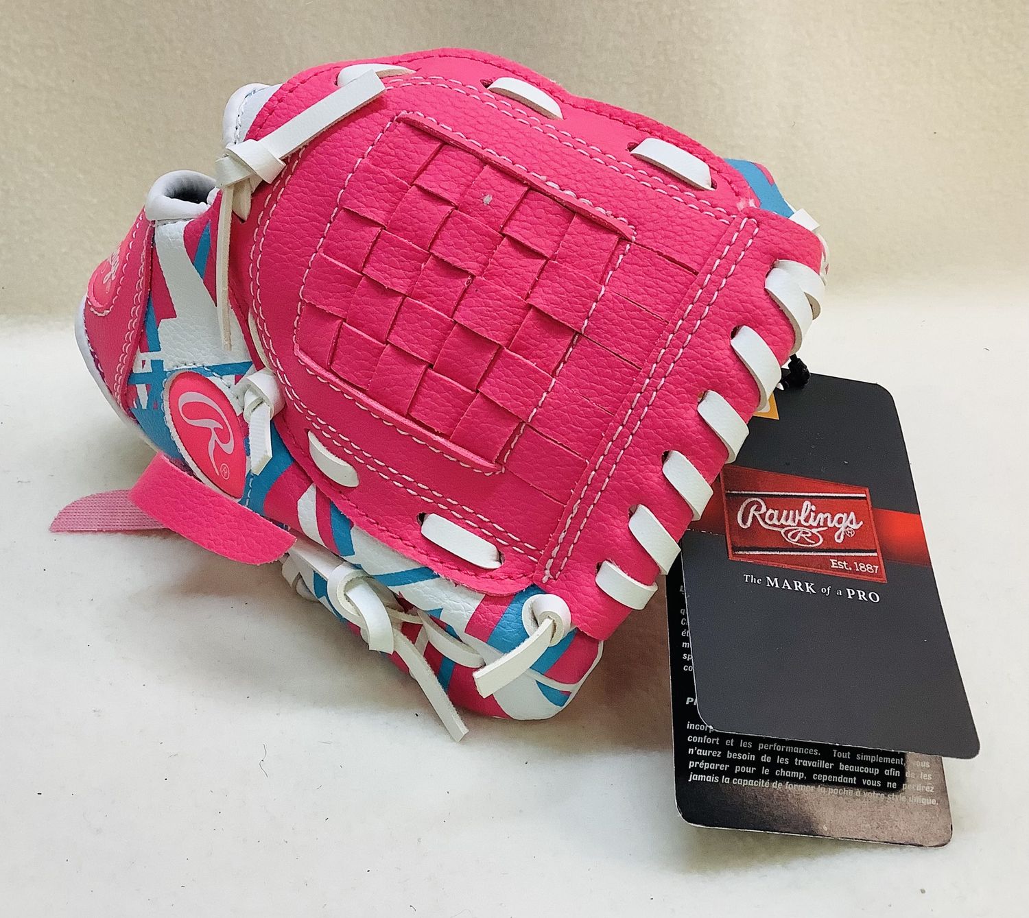 Rawlings Remix REM91P Youth Pink &amp; Blue Right Hand Baseball Glove (Ages 3-5) - RS5000