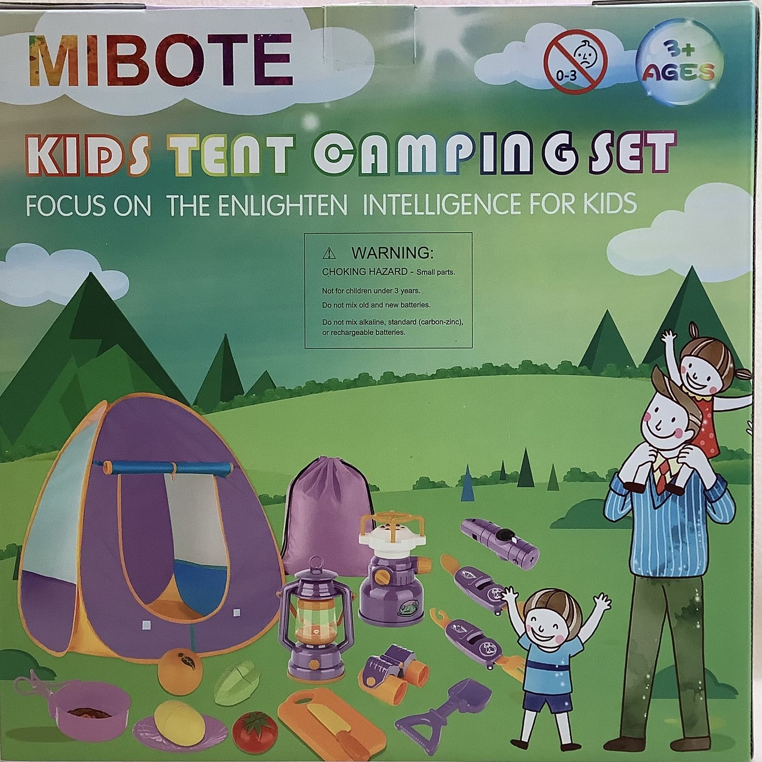 MIBOTE 45-PC Pop Up Play Tent w/Camping Gear Pretend Play Set (Ages 3+) - RS5018