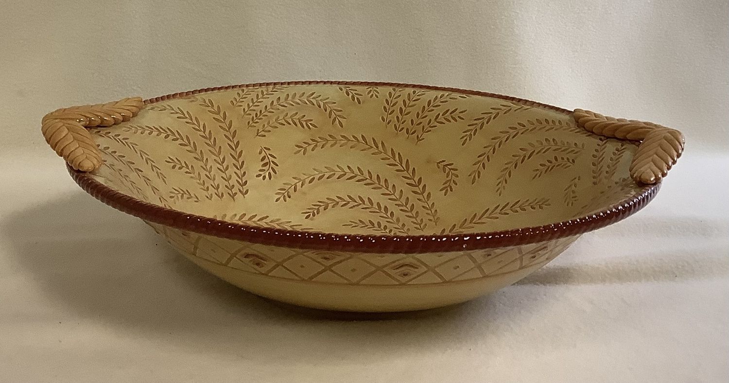 Fitz &amp; Floyd Gallo De Oro Large Salad/Serving Bowl, Wheat Pattern - RS5022