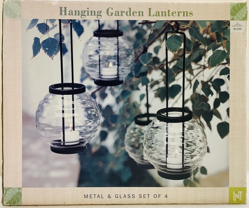 Hanging Garden Lanterns, Metal and Glass (Set of 4) - RS5025