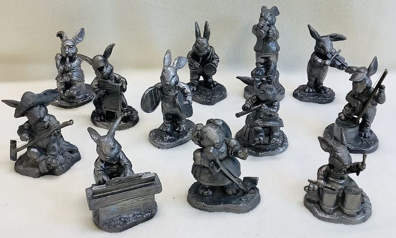 Vintage Michael Ricker Bunny Band Series 4&quot; Pewter Figurines - RS5052