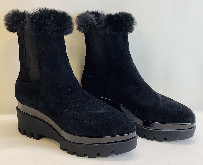 DKNY Bax Wedge Black Suede Booties (Women&#39;s Size 8) - CL2024