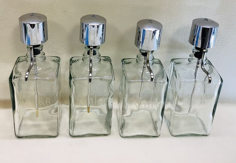 Vintage MCM Pump Liquor Dispenser Glass Decanters (Set of 4) - RS5053
