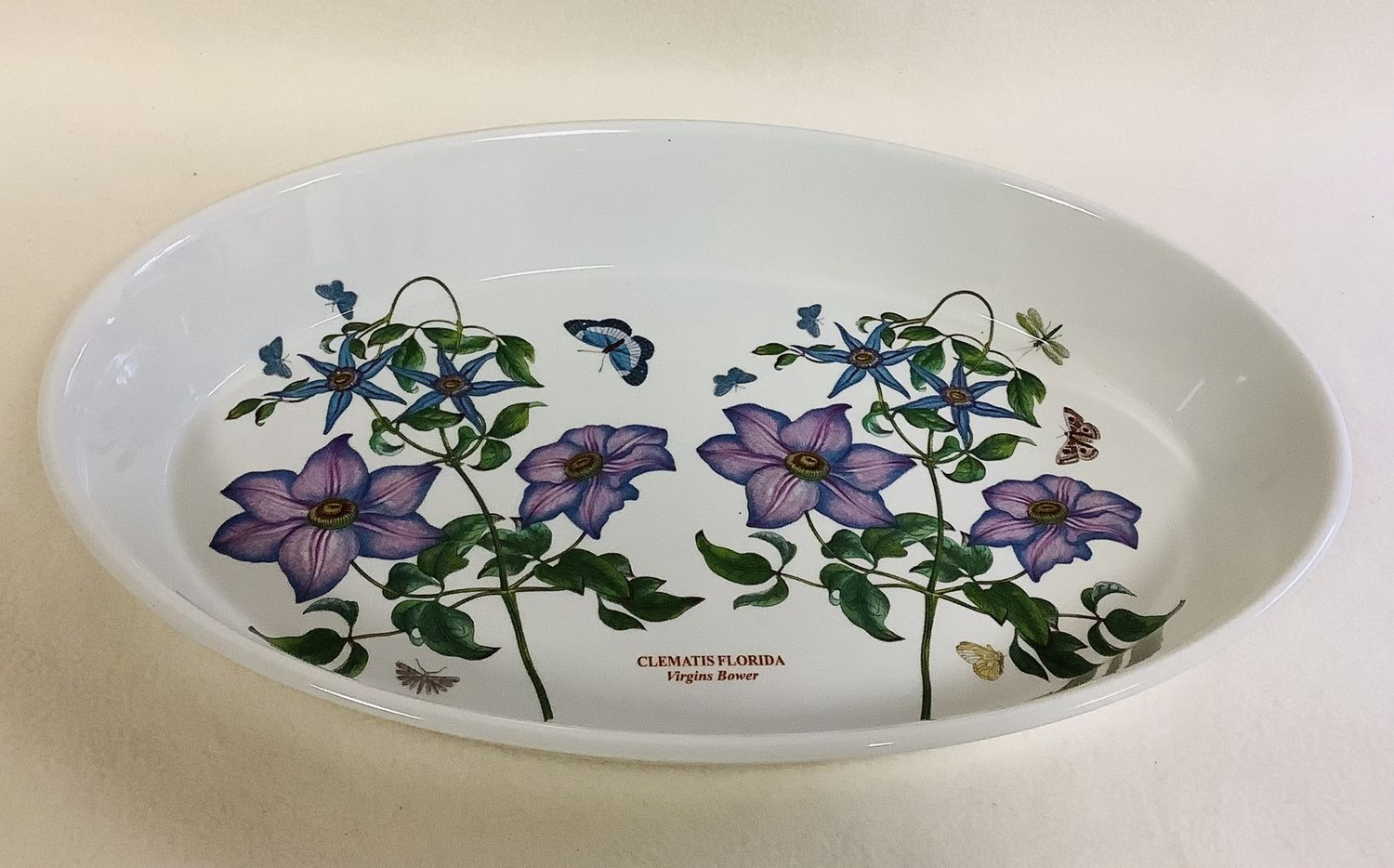 Portmeirion Botanic Garden Deep Oval Baker, Clematis Florida, England - RS5048