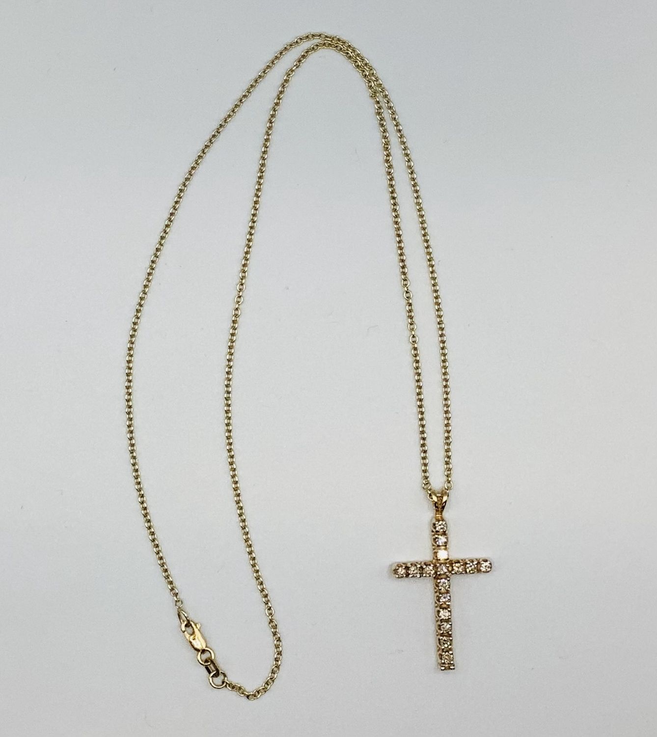 10K Yellow Gold Diamond Cross on 18&quot; Rolo Chain - RS5094