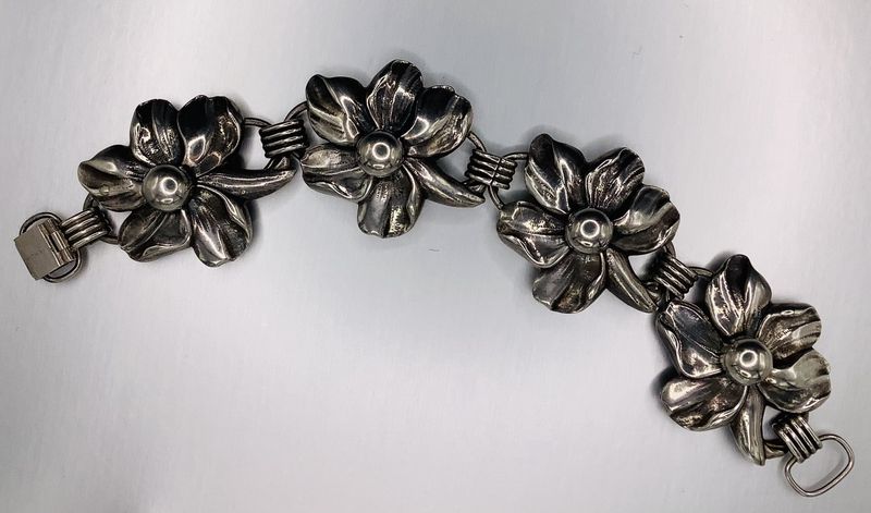 Vintage Flower Sterling Silver Bracelet - RS5099