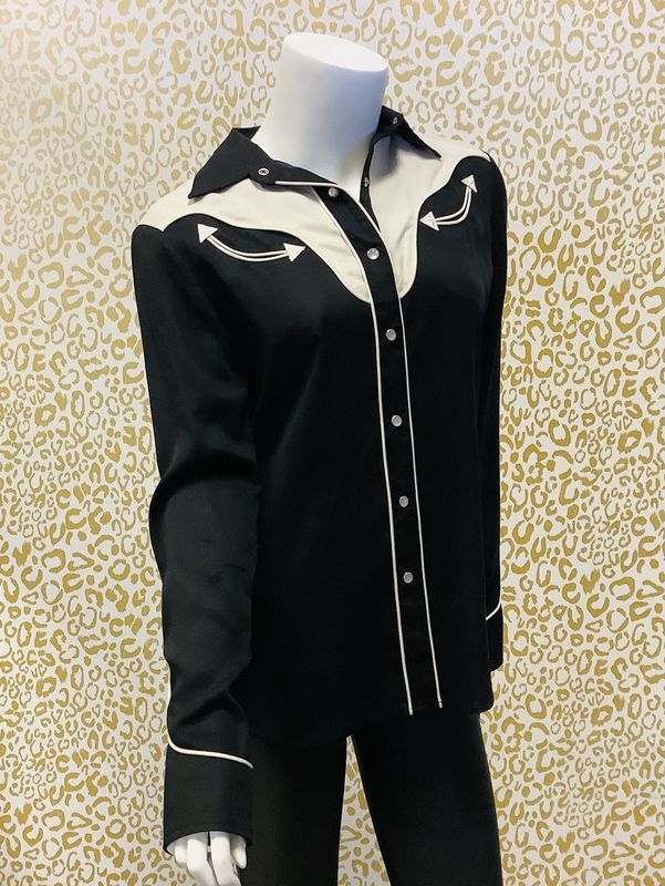 H Bar C Ranchwear San Juan Pearl Snap Shirt, Black (Women&#39;s Size M) - CL2032