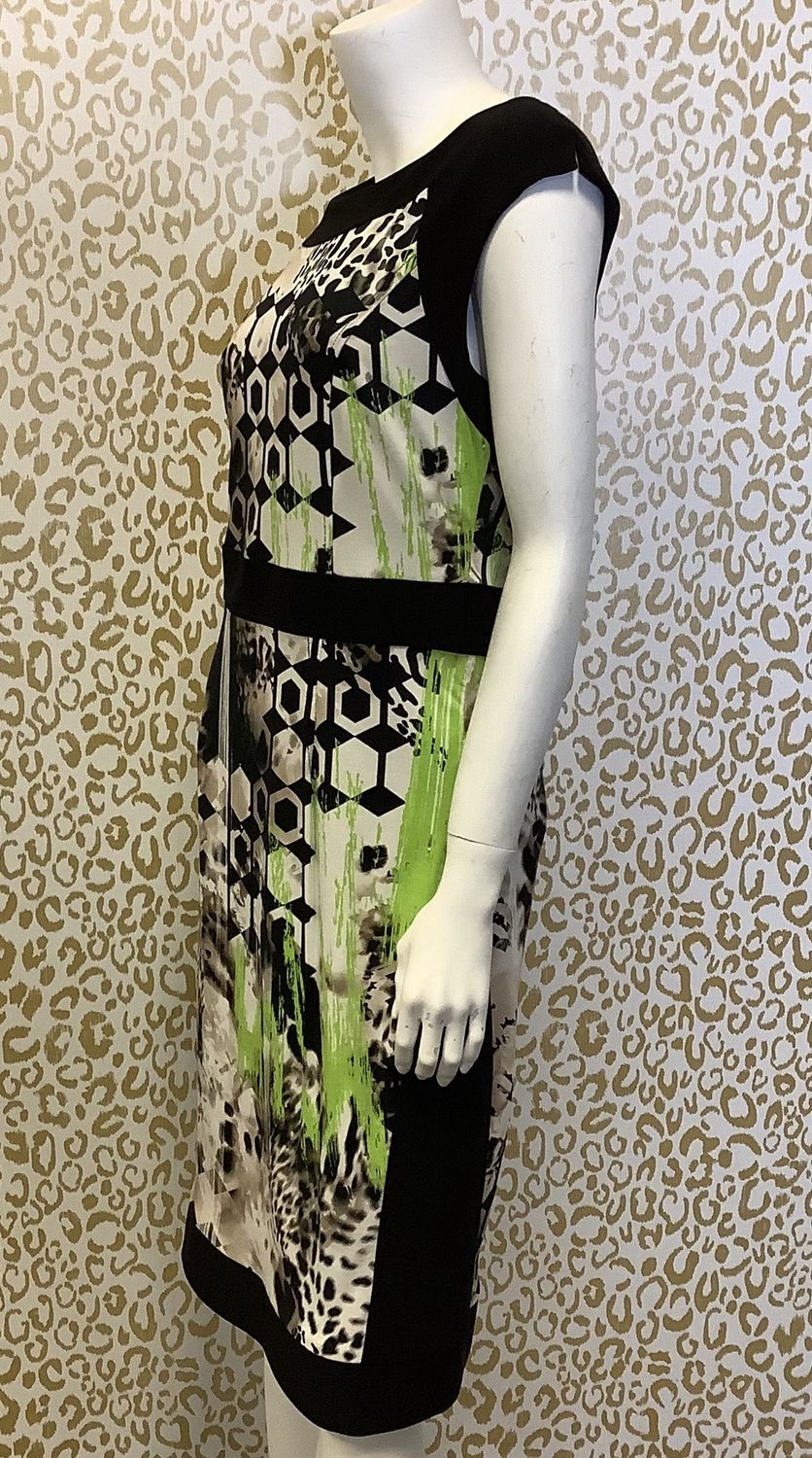 Frank Lyman Mid Length Dress in Black/Lime/Multi Print (Women&#39;s Size 12) - CL2036