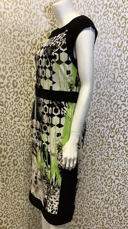 Frank Lyman Mid Length Dress in Black/Lime/Multi Print (Women&#39;s Size 12) - CL2036
