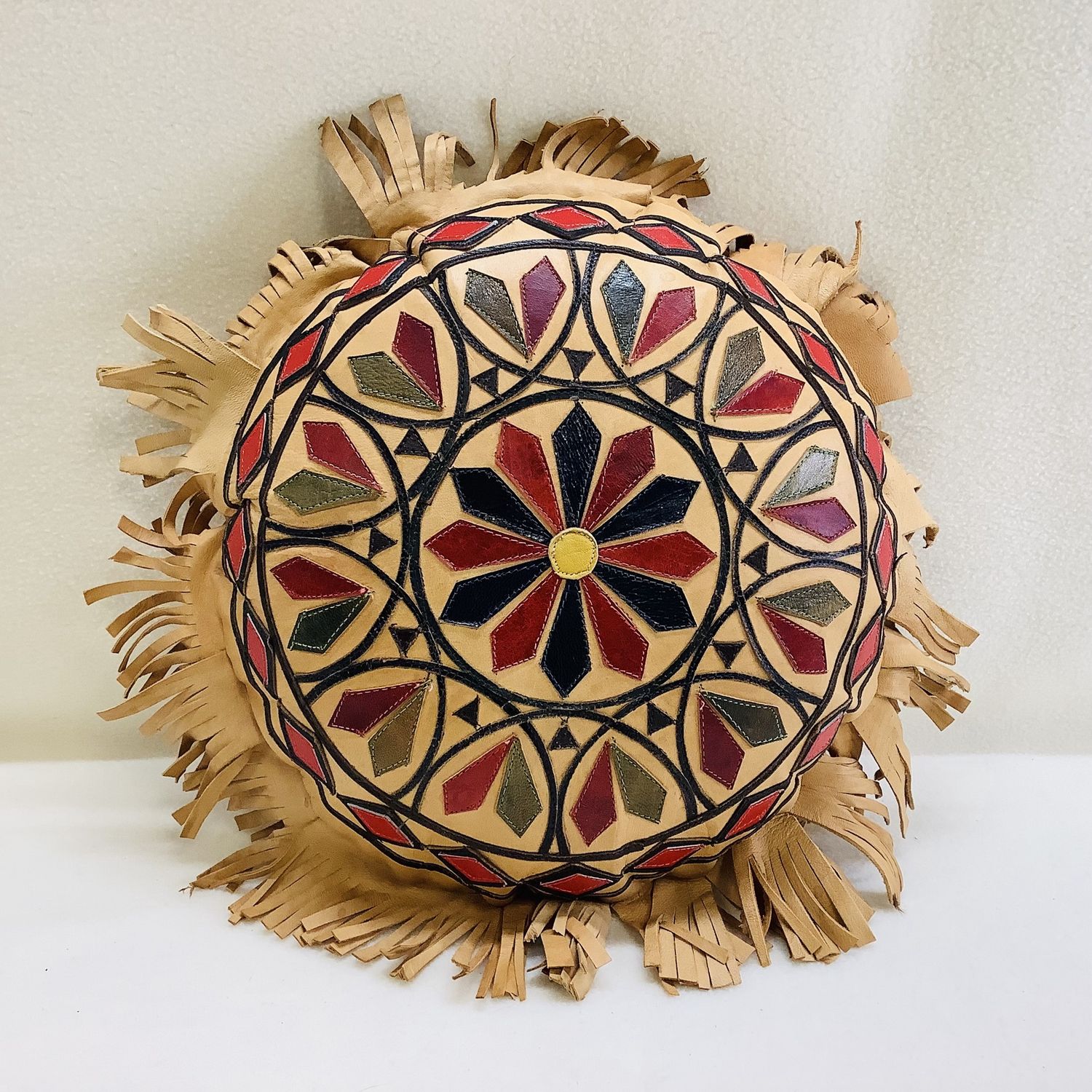 Western Leather Accent Pillow with Rustic Fringe - RS5156