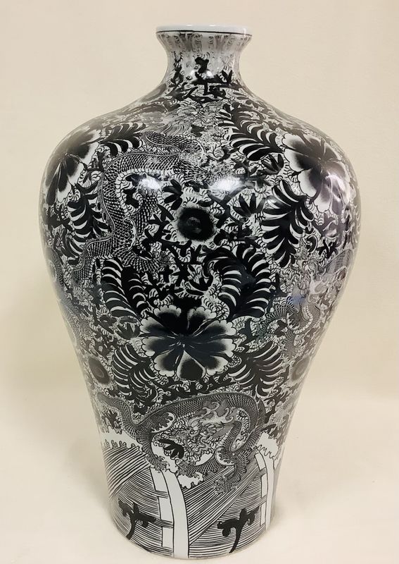 Black Dragon Prunus Vase - RS5175