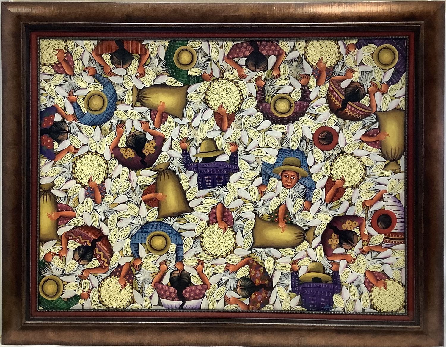 &quot;Corn Harvest&quot; Original Oil Painting by Guatemalan Artist Angelina Quic Ixtamer - RS5180