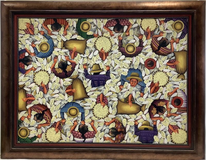 "Corn Harvest" Original Oil Painting by Guatemalan Artist Angelina Quic Ixtamer - RS5180