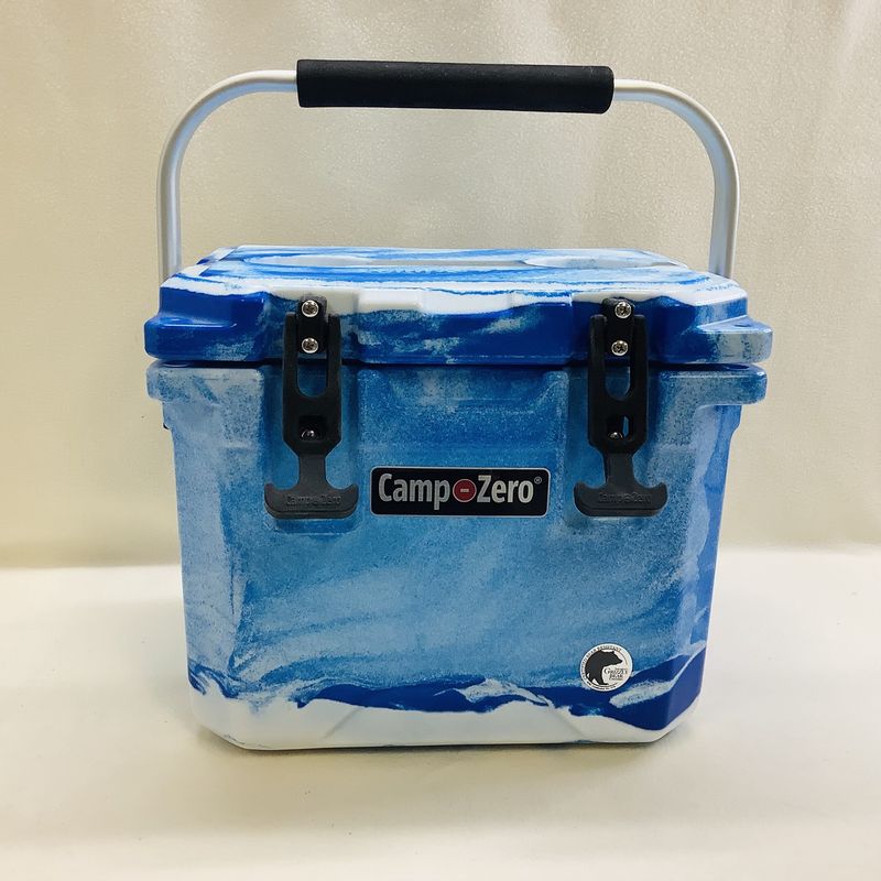 CAMP-ZERO 10 | 10.6 QT Cooler w/2 Molded-in Cup Holders &amp; Folding Aluminum Handle, Blue Swirl - RS5177