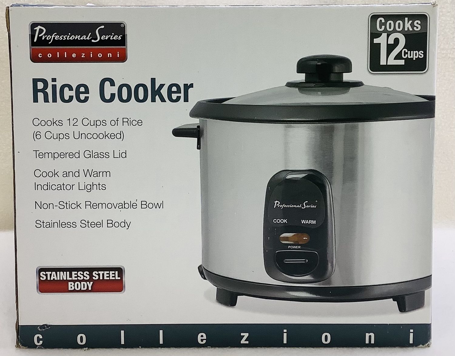 Collezioni Professional Series Rice Cooker, Stainless Steel w/Glass Lid - RS5200