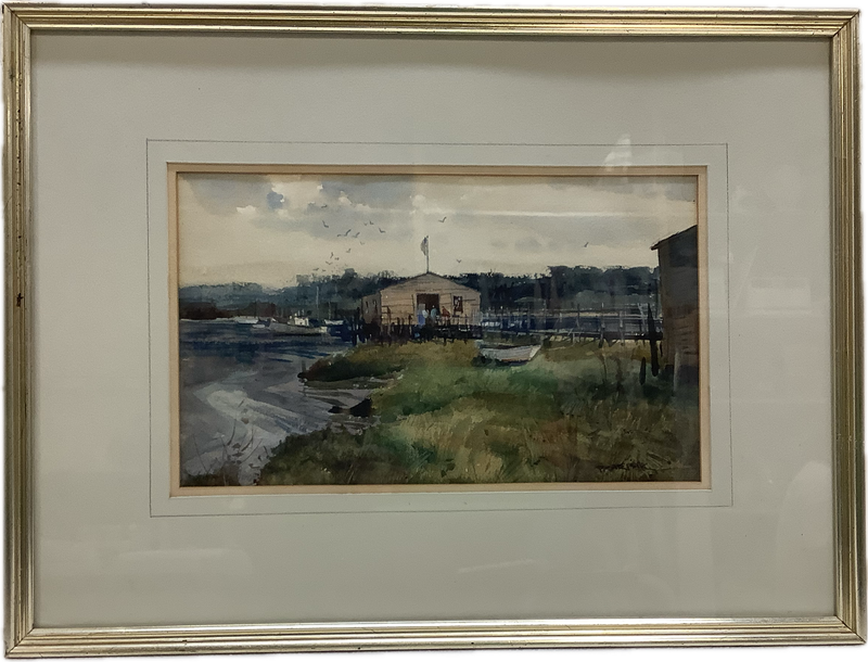 Paul Strisik &quot;The Boat House&quot;, Watercolor on Paper - RS5230