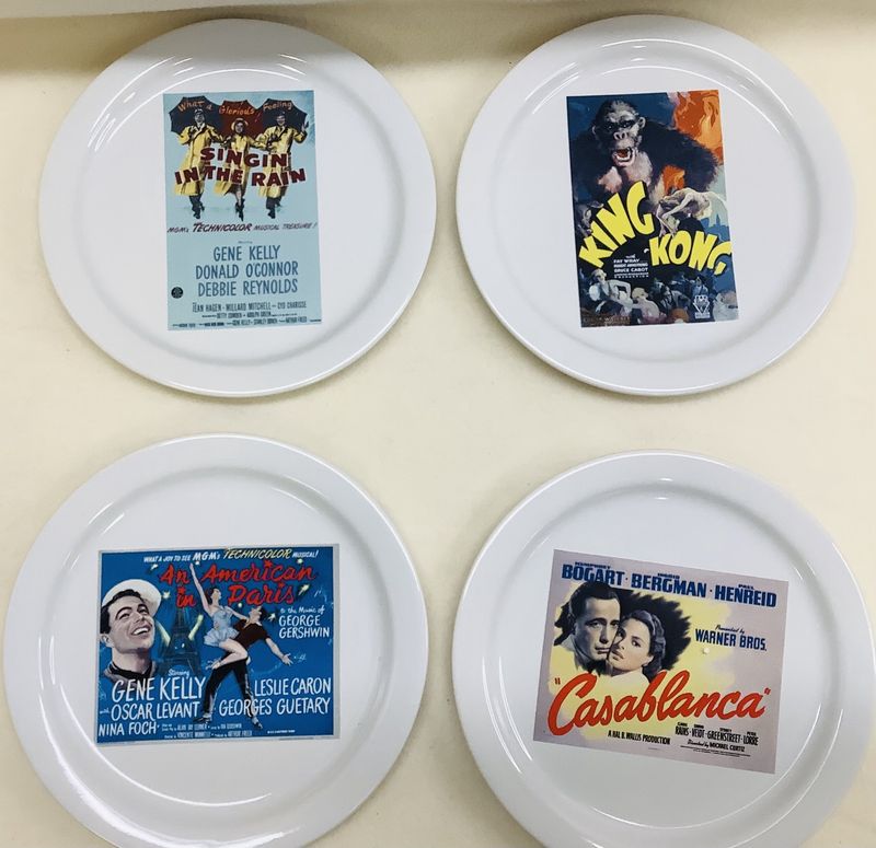 Pottery Barn TCM Archives Vintage Movie Poster 8&quot; Appetizer/Salad/Dessert Plates (Set of 4) - RS5249