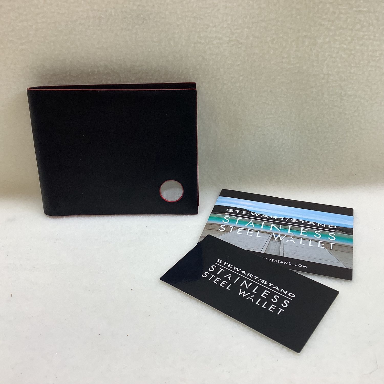 Stewart/Stand RFID Blocking Stainless Steel Slimfold Wallet, Black w/Red Accents - RS5252