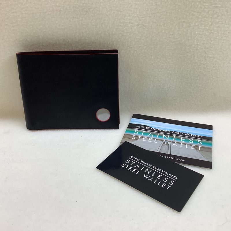 Stewart/Stand RFID Blocking Stainless Steel Slimfold Wallet, Black w/Red Accents - RS5252