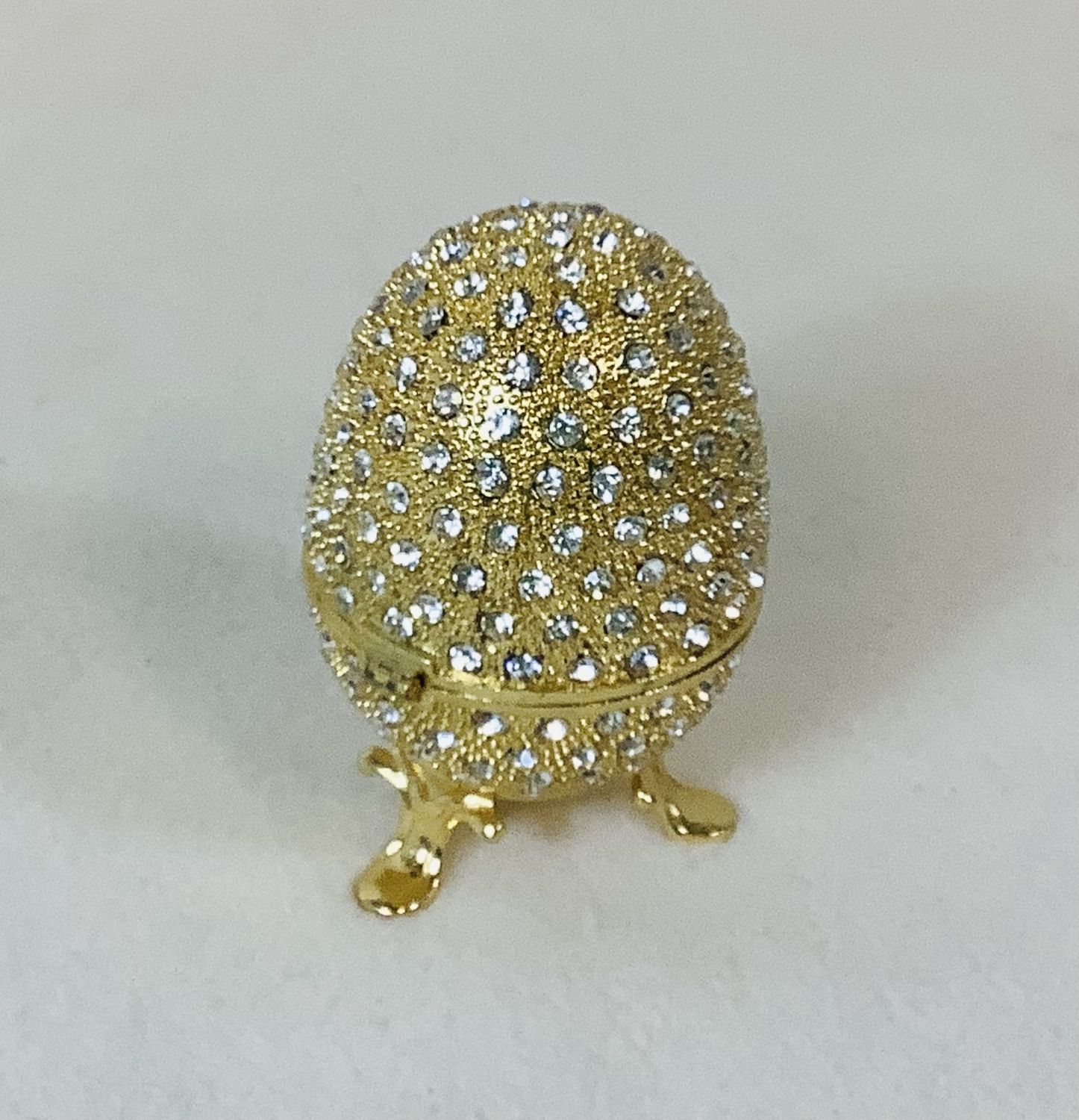 QIFU Hand Painted Enameled Small Faberge Egg Style Decorative Hinged Trinket Box - RS5298