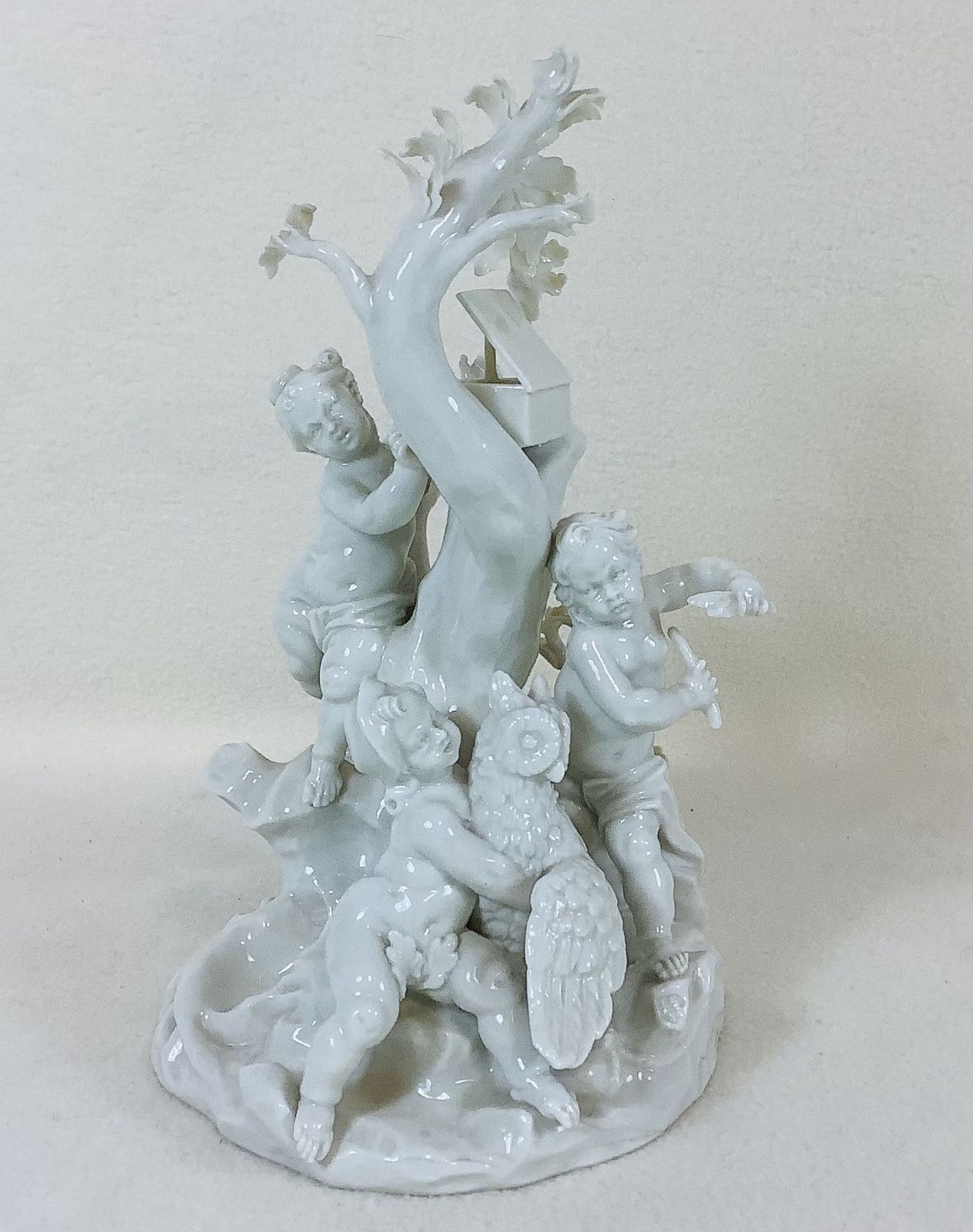 Early 20th century Nymphenburg Porcelain Cherubs Catching Birds Figurine - RS5306