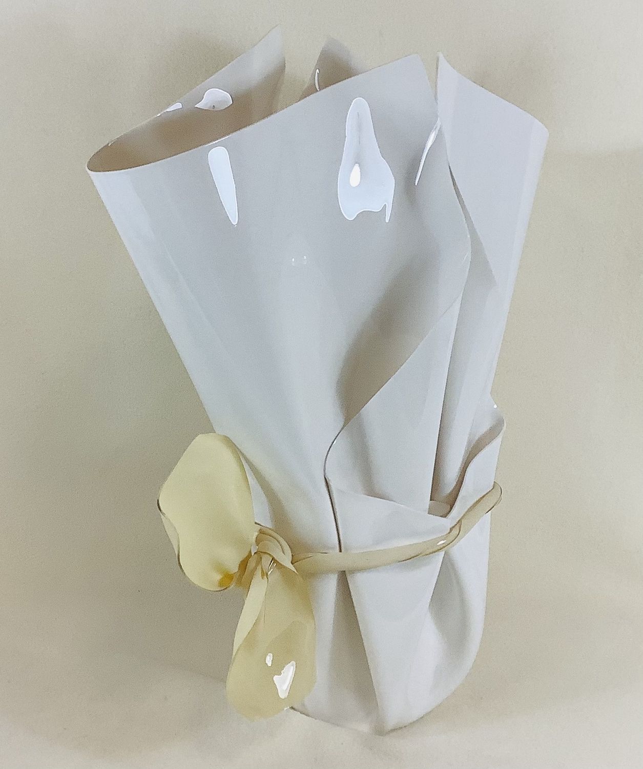 Abstract Sculpture Signed Handkerchief Vase with Bow - RS5325