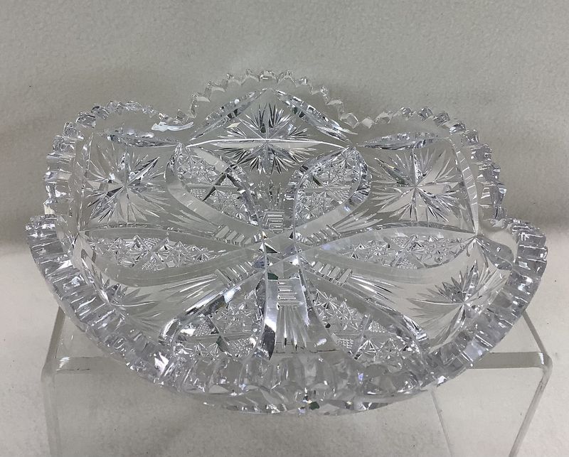 American Brilliant Heavy Antique Cut Crystal Plate with Starbursts - RS5336