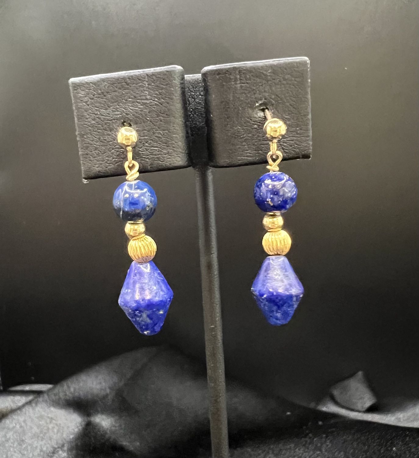 14K &amp; Lapis Drop Earrings - RS5354