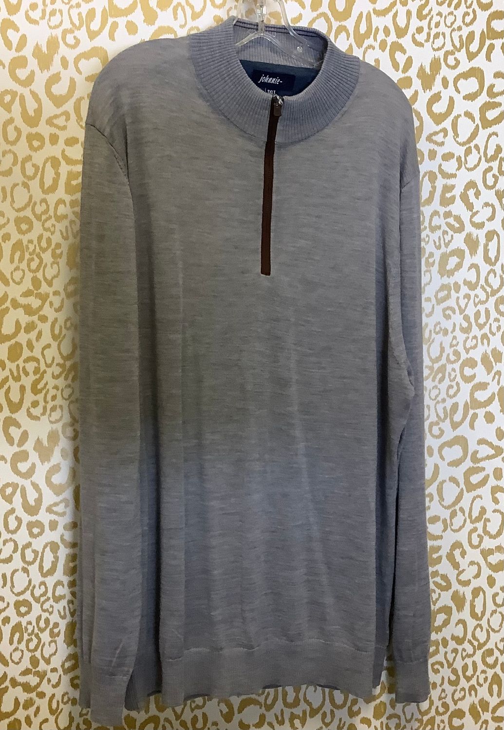 Johnnie-O Wool Blend 1/4 Zip Sweater, Grey (Men's Size XL Tall) - CL2040