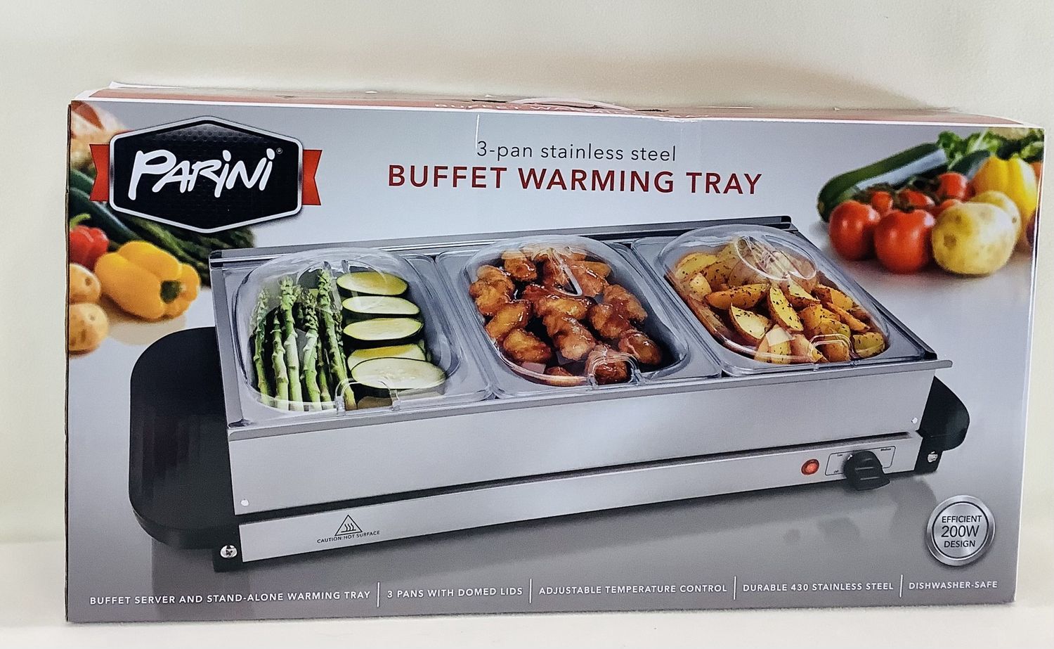 Parini 3-Pan Stainless Steel Buffet Warming Tray - RS5414