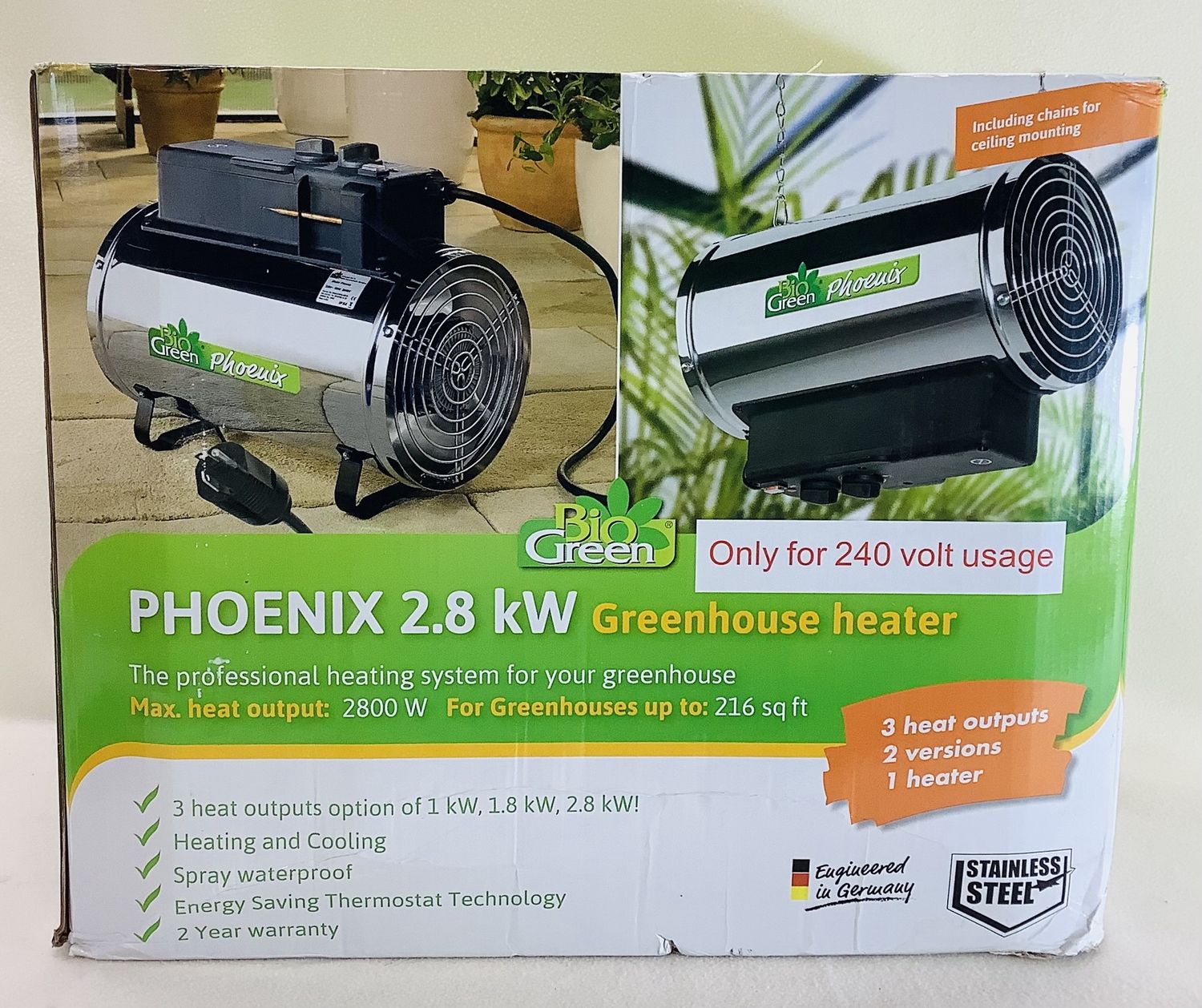 BioGreen Phoenix 2.8 kW Greenhouse Heater - RS5411