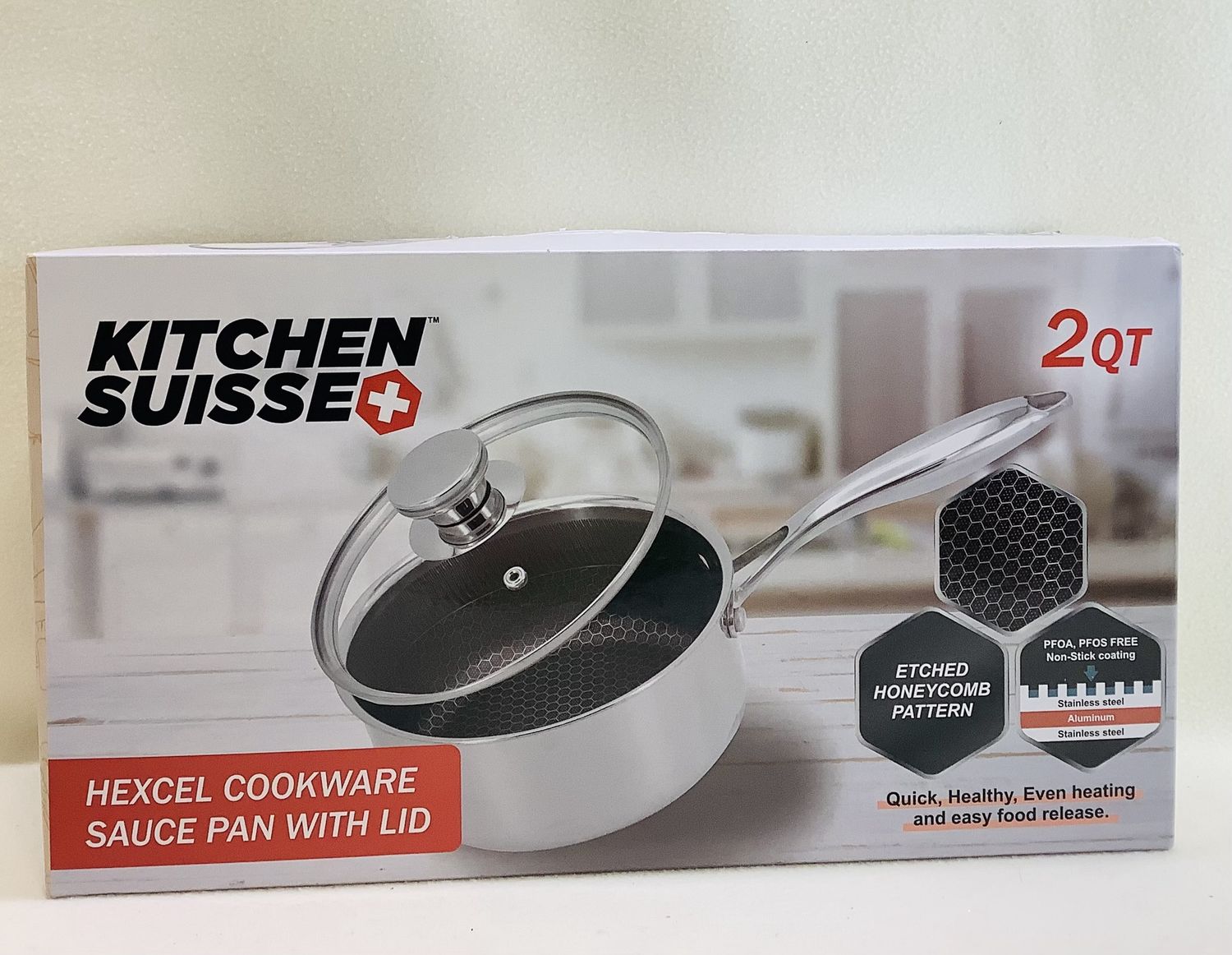 Kitchen Suisse Hexcel 2QT Stainless Steel Saucepan w/Lid - RS5441