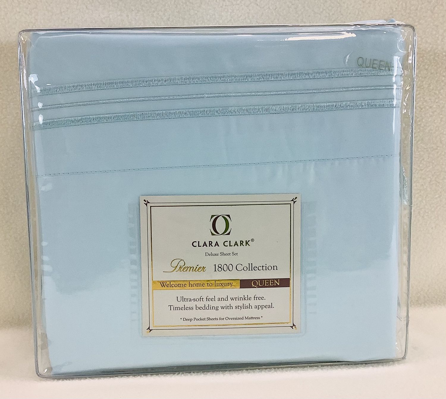 Clara Clark Premier 1800 Collection 4-PC Queen Sheet Set, Light Blue Aqua - RS5458