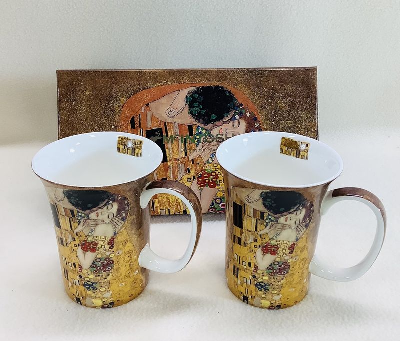McIntosh Old Masters Gustav Klimt "The Kiss" Fine Bone China Mugs (Set of 2) - RS5462