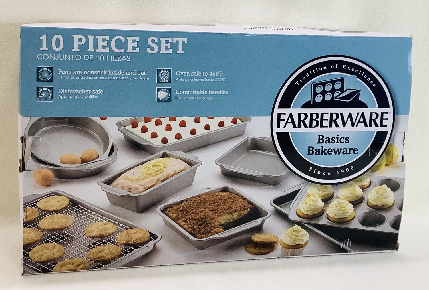 Farberware 10-PC Nonstick Bakeware Set w/Cooling Rack - RS5461