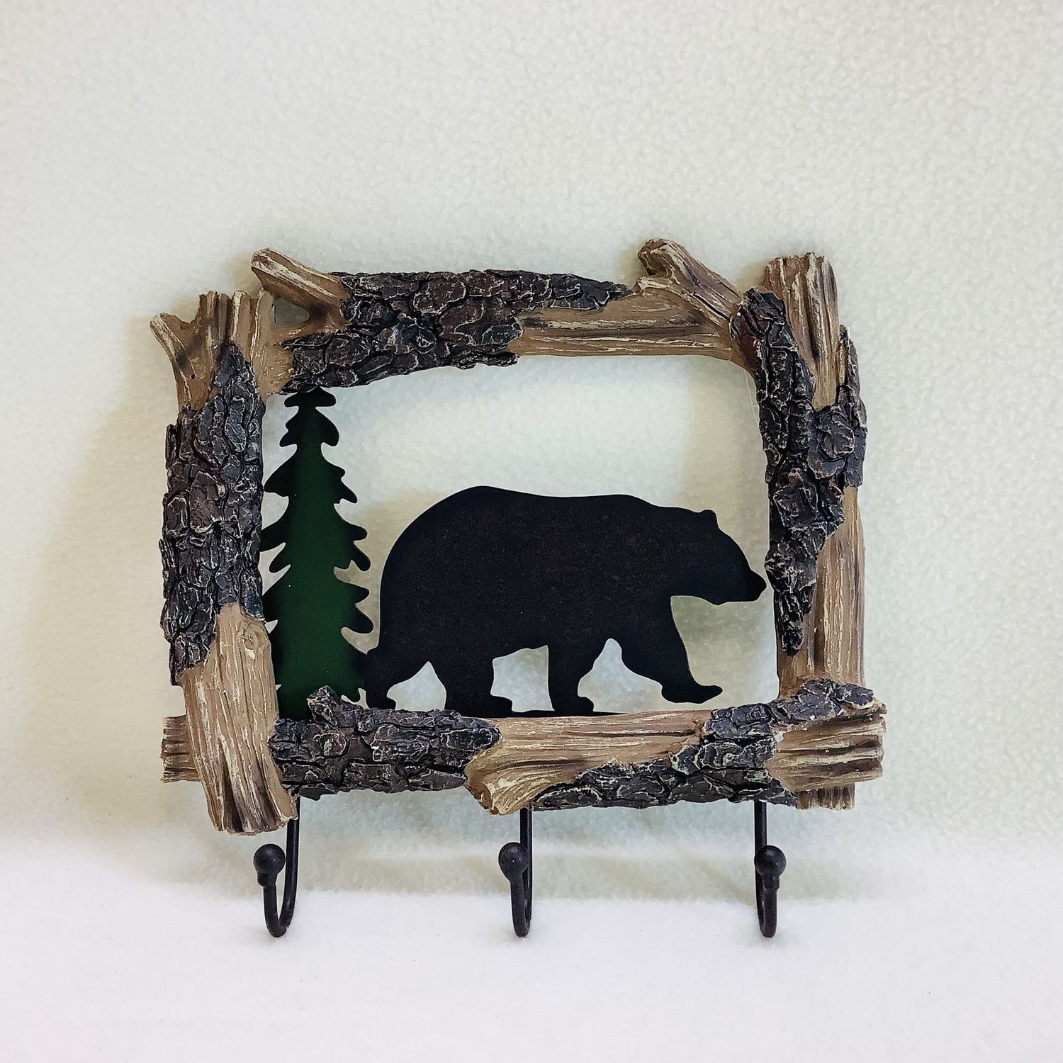Bridge Collection 7.5" Log Framed Black Bear Key Holder - RS5471