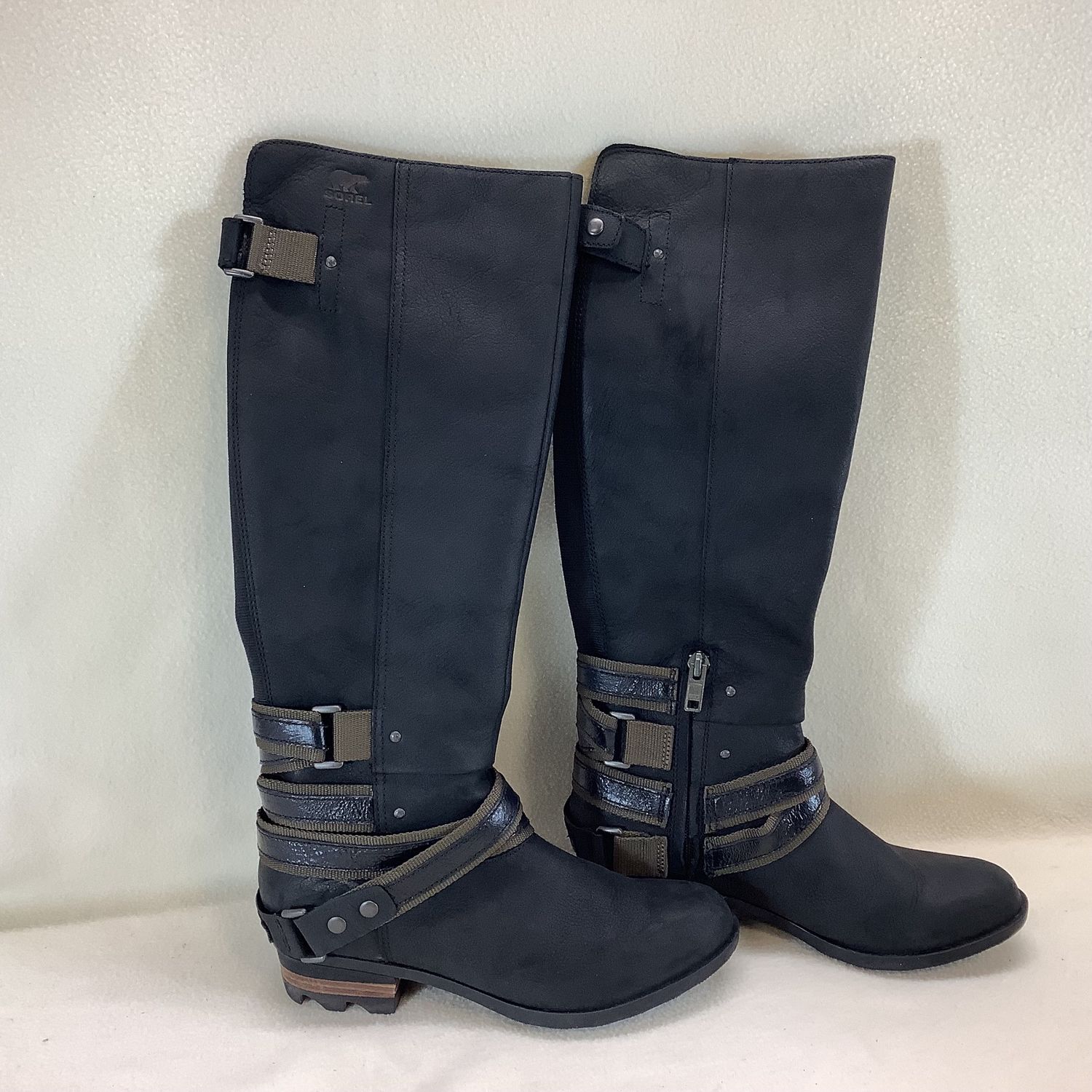 Sorel Lolla Nl2270 Black Leather Riding Tall Boots (Women's Size 8.5) - CL2076