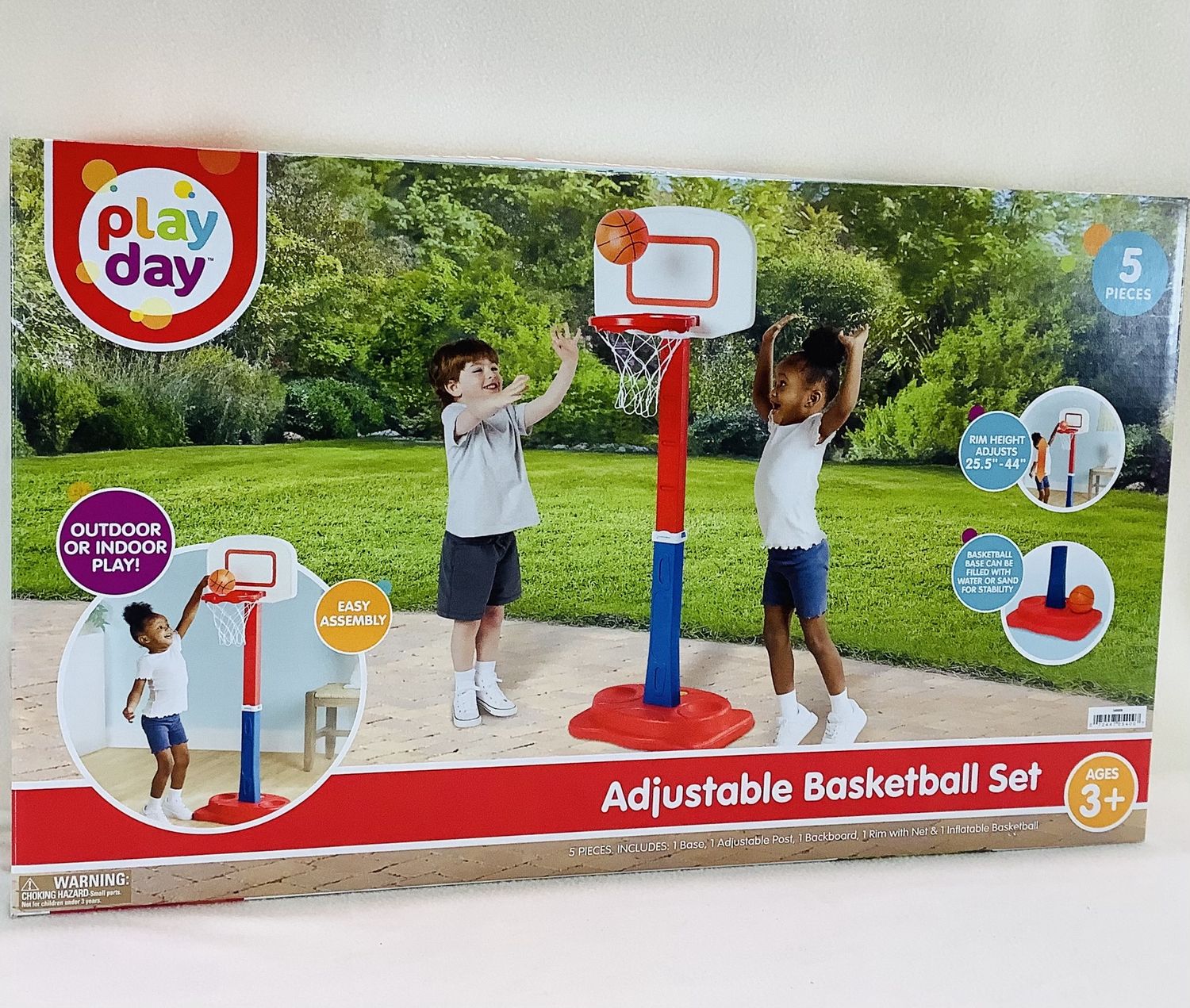 Play Day Adjustable Basketball Set with Built-In Ball Storage (Ages 3+) - RS5494