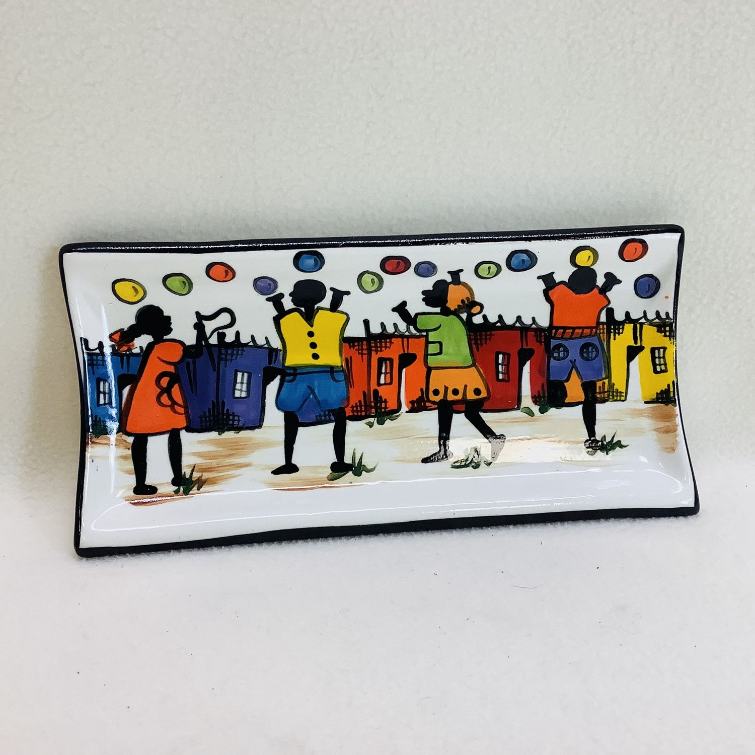 Hand Painted Ceramic Dish From Inshiba South Africa Township Collection - RS5513